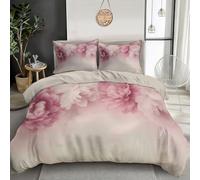 DACRWEKZ Set Copripiumino Copripiumino in Microfibra Premium con 2 Federe - Set di Biancheria da Letto Fiori da sogno Peonia romantica ad acquerello, Morbido e Ipoallergenico (Rosa, 230x220cm)