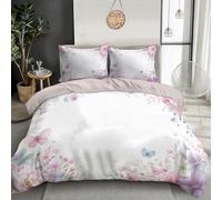 DACRWEKZ Set Copripiumino Copripiumino in Microfibra Premium con 2 Federe - Set di Biancheria da Letto Fiori da sogno Bordo floreale Farfalla, Morbido e Ipoallergenico (Rosa, 260x220cm)