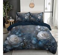 DACRWEKZ Set copripiumino Rosa e Farfalla Tema del sogno, set di biancheria da letto per ragazze, Set Copripiumino Copripiumino in Microfibra con 2 federe Blu, 230x220cm