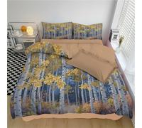 DACRWEKZ Set Copripiumino separare Size giallo, Foresta di pioppi set biancheria da letto in microfibra morbida, Scene autunnali copripiumino con 1 federe, ideale per adulti,