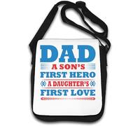 Dad A Son's First Hero A Daughter's First Love Borsa a tracolla blu e rossa bianca