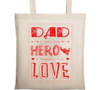 Dad A Son's First Hero A Daughter's First Love Borsa tote in cotone ecologico naturale beige