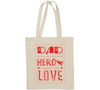 Dad A Son's First Hero A Daughter's First Love Borsa tote in cotone naturale bianco