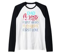 Dad A Sons First Hero A Daughters First Love Camicia Uomo papà Maglia con Maniche Raglan