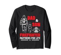 Dad And Son Firefighter Partners for Life Fathers Day Maglia a Manica
