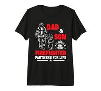 Dad And Son Firefighter Partners for Life Fathers Day Maglietta Premium