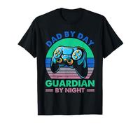 Dad By Day Guardian By Night Gamer papà Retro Maglietta