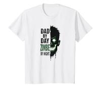 Dad by Day Zombie by Night: Regalo del Padre spettrale Maglietta, Bambini, Bianco, 2 Anni