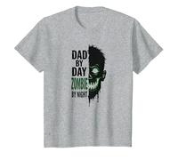 Dad by Day Zombie by Night: Regalo del Padre spettrale Maglietta, Bambini, Grigio Melange, 2 Anni