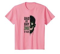 Dad by Day Zombie by Night: Regalo del Padre spettrale Maglietta, Bambini, Rosa, 2 Anni