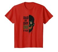 Dad by Day Zombie by Night: Regalo del Padre spettrale Maglietta, Bambini, Rosso, 2 Anni