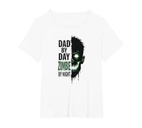 Dad by Day Zombie by Night: Regalo del Padre spettrale Maglietta, Donna Plus-Size, Bianco, 3X