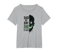 Dad by Day Zombie by Night: Regalo del Padre spettrale Maglietta, Donna Plus-Size, Grigio Melange, 2X