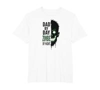 Dad by Day Zombie by Night: Regalo del Padre spettrale Maglietta, Uomo Taglie Grandi, Bianco, 2X Tall