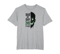 Dad by Day Zombie by Night: Regalo del Padre spettrale Maglietta, Uomo Taglie Grandi, Grigio Melange, 4X Tall