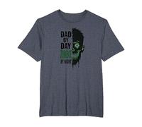 Dad by Day Zombie by Night: Regalo del Padre spettrale Maglietta, Uomo Taglie Grandi, Pervinca, 2X Tall