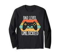 Dad Level Unlocked Vintage Funny Pregnancy Video Game Lovers Maglia a Manica