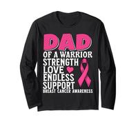 Dad of a Warrior Breast Cancer Awareness Support Gifts Maglia a Manica