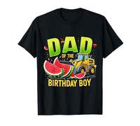 Dad of the Birthday Boy Anguria Bulldozer Truck Party Maglietta