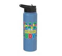 Dad Of The Birthday Boy Brick Builder Compleanno per bambini Stainless Steel Insulated Water Bottle