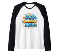 Dad of The Birthday Boy Funny Son B-Day Padre Papa Daddy Maglia con Maniche Raglan