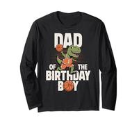 Dad of The Birthday Boy T-Rex Dino Basket Compleanno Maglia a Manica