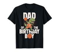 Dad of The Birthday Boy T-Rex Dino Basket Compleanno Maglietta