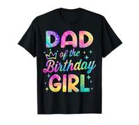 Dad of The Birthday Girl Rainbow Pastello Colorato Festa Maglietta