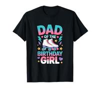 Dad Of The Birthday Girl Retro Pattinaggio a rotelle Maglietta