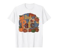 Dad of The Patch - Zucca Autunnale Patchwork Design Maglietta con Stampa Grafica Economica, Uomo, Bianco, M