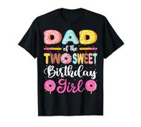 Dad Of The Two Sweet Birthday Girl Donut 2 ° compleanno Maglietta