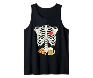 Dad Skeleton Halloween Beer Pizza Funny Pregnancy Couple Canotta