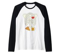 Dad Skeleton Halloween Beer Pizza Funny Pregnancy Couple Maglia con Maniche Raglan