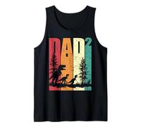 Dad Squared Jurassic Dino Dad with Two Kids Retro Silhouette Canotta