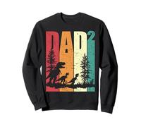 Dad Squared Jurassic Dino Dad with Two Kids Retro Silhouette Felpa