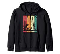 Dad Squared Jurassic Dino Dad with Two Kids Retro Silhouette Felpa con Cappuccio