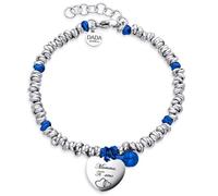 Dada Gioielli- Bracciale Amore Mamma Campanella e Cuore Frase Bi-Lingua 17+3 cm - Bracciale Donna Anelli Intrecciati a Nodino in Acciaio Disponibile In Colori Diversi Idee Regalo Donna (Argento + Blu)