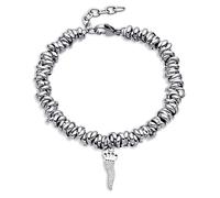 Dada Gioielli - Bracciale Donna Anelli Intrecciati a Nodino con Ciondolo Portafortuna Cornetto Italiano - Acciaio Inossidabile Nickel-Free - Idea Regalo Amica Speciale Sorelle Mamma, Cornetto