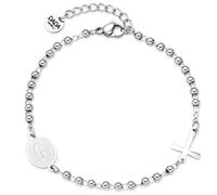 Dada Gioielli -Bracciale religioso unisex in acciaio inox regolabile - Gioiello elegante con croce e medaglietta Madonna Miracolosa - Accessorio spirituale raffinato uomo e donna, idea regalo sacra