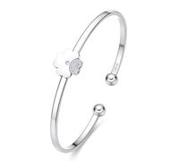 Dada Gioielli - Bracciale Rigido Donna in Acciaio Inossidabile con Texture Diamantata - Ciondolo Portafortuna Quadrifoglio - Idea Regalo