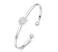 Dada Gioielli - Bracciale Rigido Donna in Acciaio Inossidabile con Texture Diamantata - Ciondolo Portafortuna Tartaruga - Idea Regalo