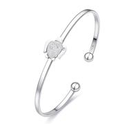 Dada Gioielli Bracciale Rigido Donna Portafortuna in Acciaio Inossidabile | Texture Diamantata, Ciondolo Portafortuna, Quadrifoglio, Coccinella, Elefante, Pesce o Tartaruga, Idea Regalo