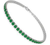 Dada Gioielli - Bracciale Tennis Donna Zirconi da 3 mm Lunghezza 17+3 cm Acciaio Inossidabile Elegante e Resistente, Idea Regalo Donna (Verde)