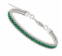 Dada Gioielli - Bracciale Tennis e Grumetta in Acciaio inossidabile da Donna e da Uomo. Design Elegante e lunghezza Regolabile, Idea Regalo per Lei e per Lui (Verde Smeraldo)