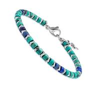 Dada Gioielli - Bracciale Uomo Donna con Pietre Naturali Multicolor e Acciaio Inossidabile, Design Moderno Elegante, Regolabile, Idea Regalo (Verde + Lapis)