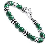 Dada Gioielli Bracciale Uomo in Pietra Naturale 6mm e Acciaio Inox | Onice, Lapis, Occhio di Tigre, Aulite Bianca, Crisocolla, Malachite, Molto Resistente