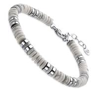 Dada Gioielli - Bracciale Uomo Pietre Naturali Scegli la Pietra che ti Rappresenta - Idea Regalo Compleanno Misura Regolabile 18,5+3 cm (Bianco Aulite)