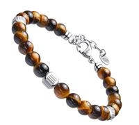 Dada Gioielli - Bracciale Uomo resistente, Beads Acciaio con Pietre Naturali 6mm Onice, Turchese, Sodalite, Occhio Di Tigre, Agata Muschiata, Ossidiana Rossa, Ossidiana Nera (Occhio Di Tigre)