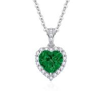 Dada Gioielli - Collana Cuore 12mm Punto Luce Argento 925 Con Zirconi Brillanti Contromaglia Zirconata Catenina 45+5cm (Verde Smeraldo)