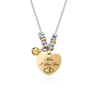Dada Gioielli- Collana Donna Campanella e Cuore Frase Amore Mamme Bi-Lingua 45+5 cm (Tutto Oro)